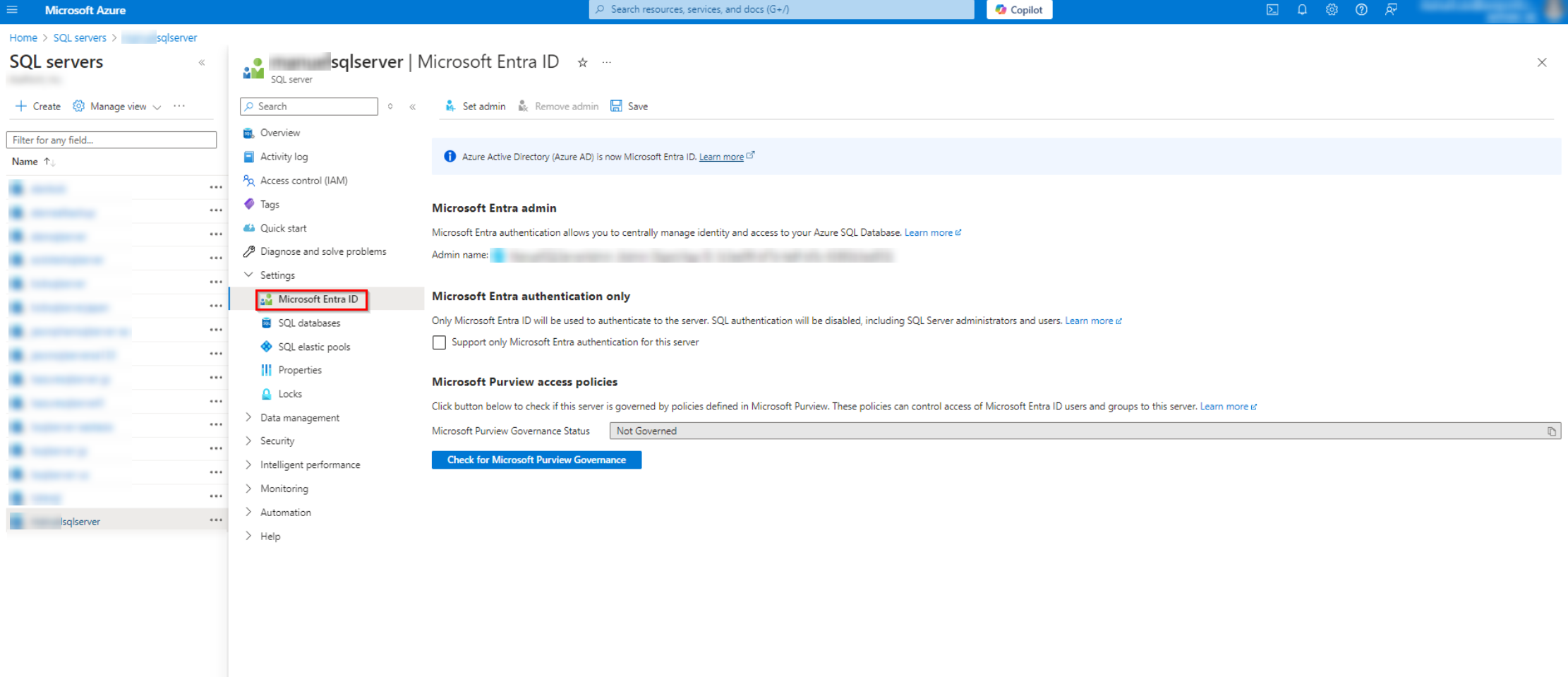 Navigate to Settings > Microsoft Entra ID.