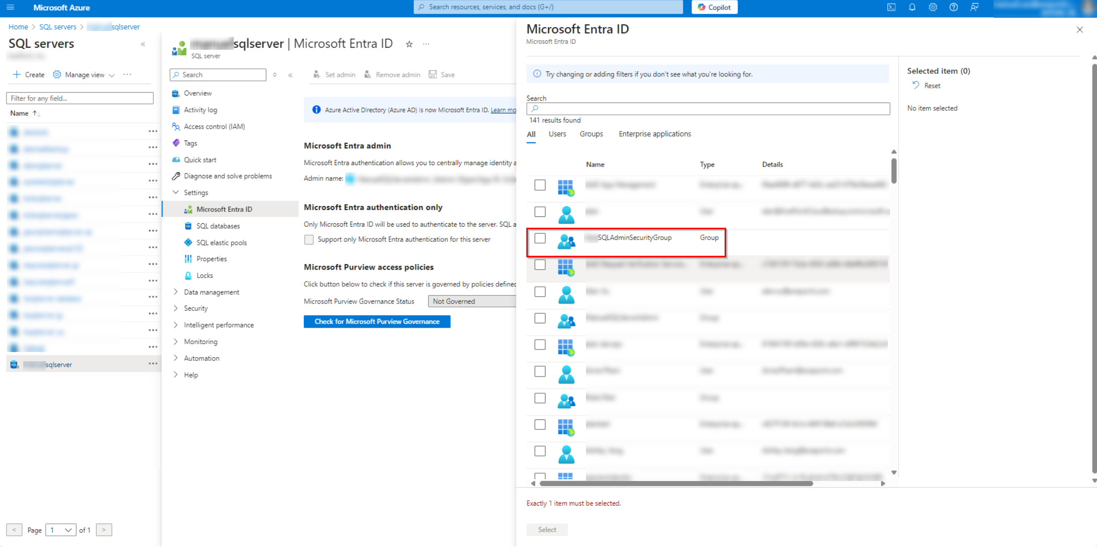 Select you admin group.