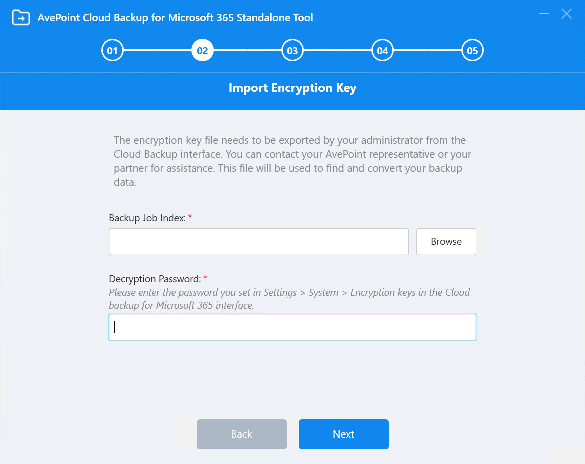 The Import Encryption Key step.