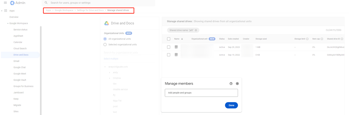 Manager members for shared drives.