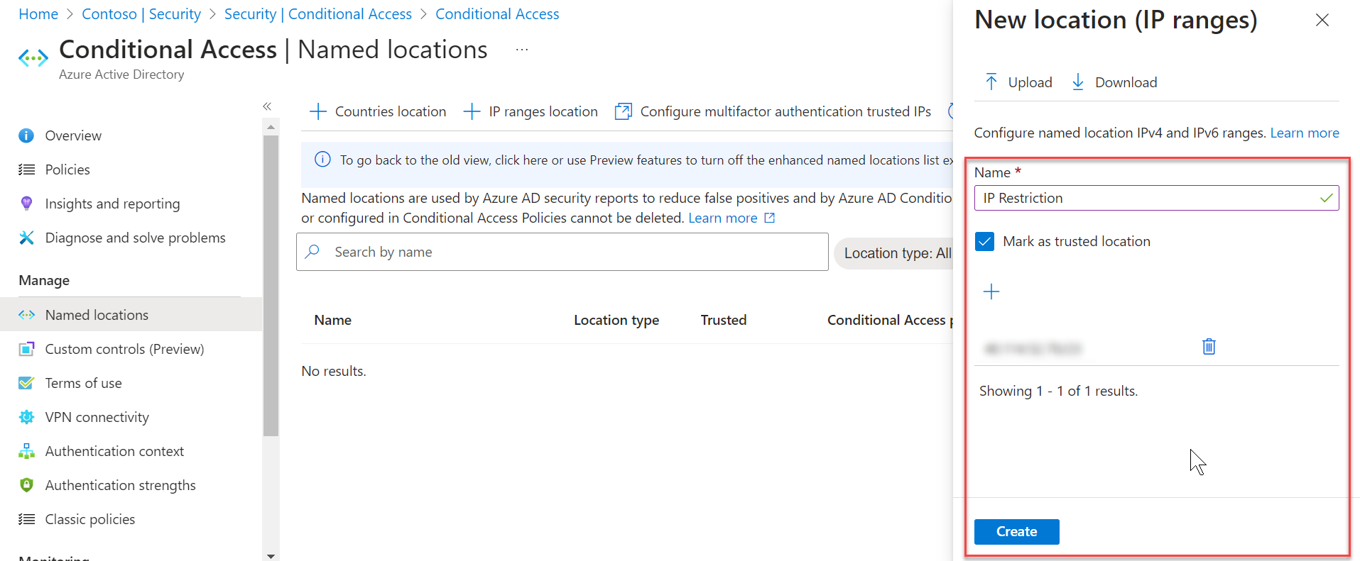Configuring a new IP ranges location.