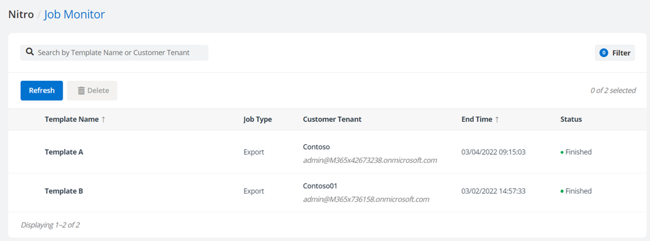 The Job Monitor page.
