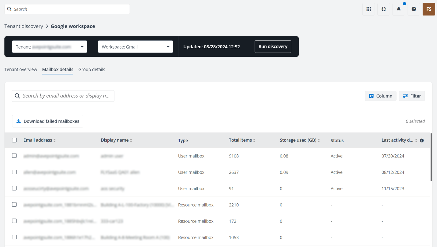 Mailbox details tab.
