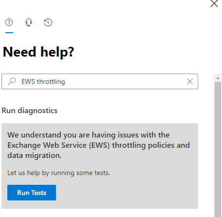 Run diagnostics section.