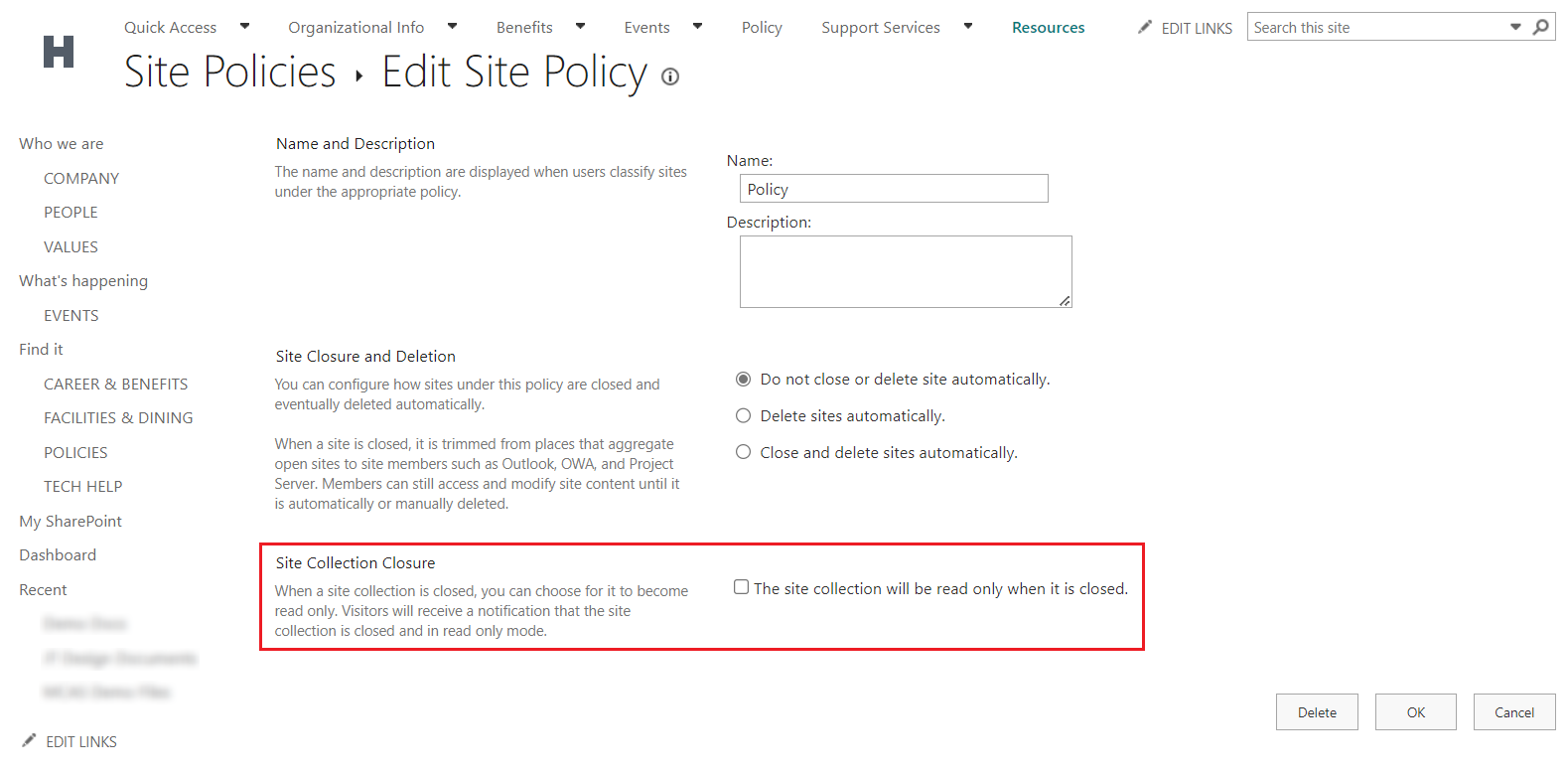 Site Policies.
