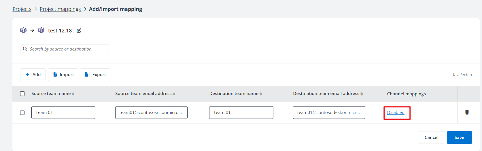 Disabled is displayed.