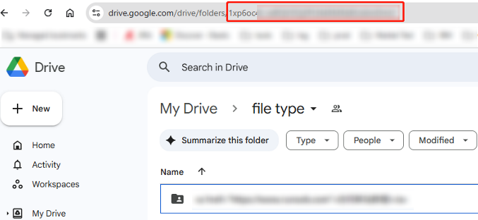 A sample of a folder's unique ID.