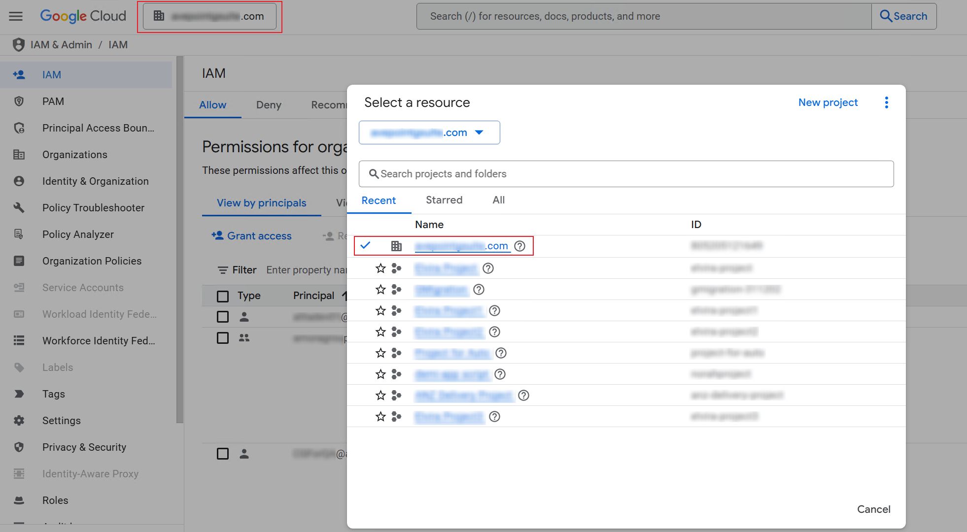 Select a resource window.