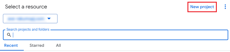 Clicking New project.