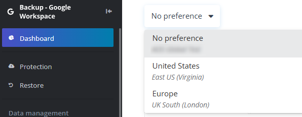 Switching to another data region.