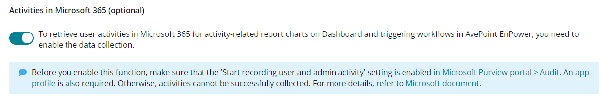 Activities in Microsoft 365.