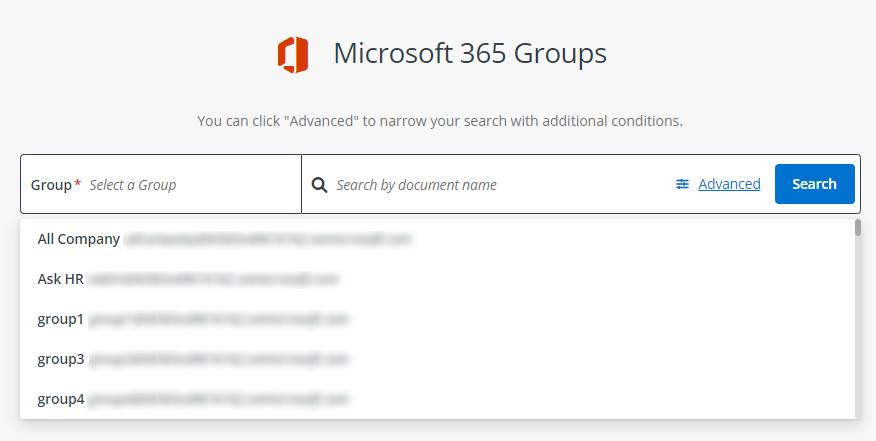 Searching a Group to recover data.
