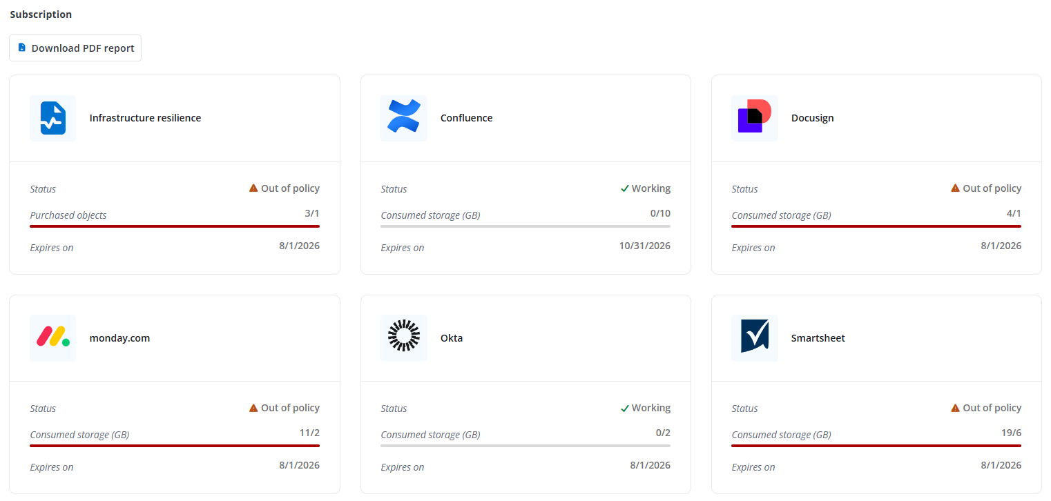 The Subscription consumption report.
