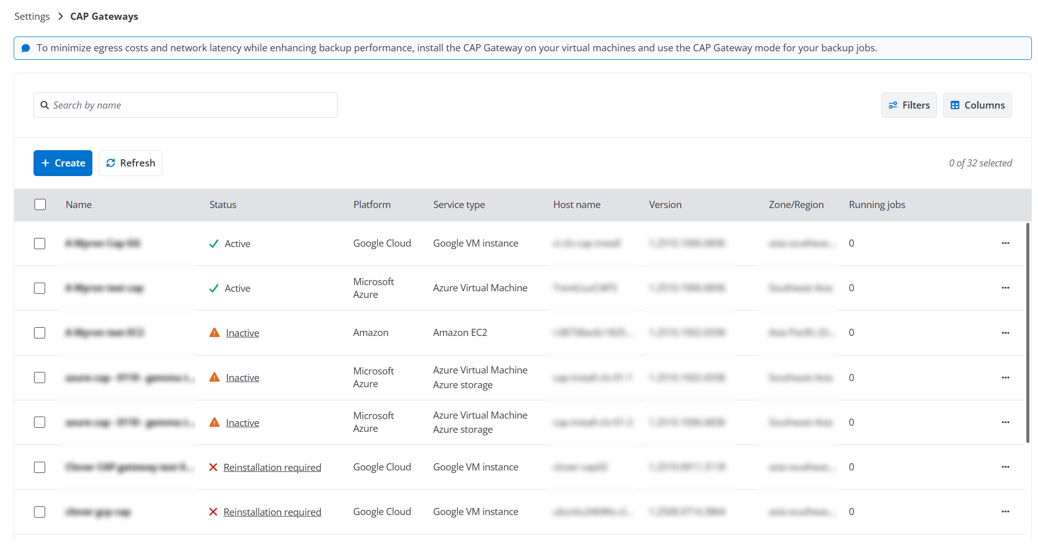 The CAP Gateways page.