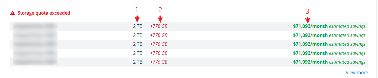Storage quota exceeded section.