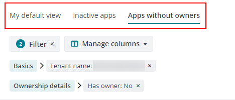 Views displayed as tabs.