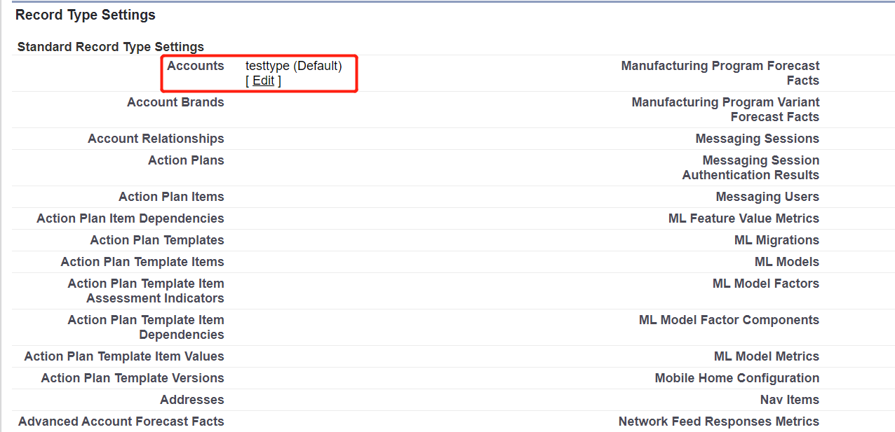 Click Edit to edit the Record Type Settings.