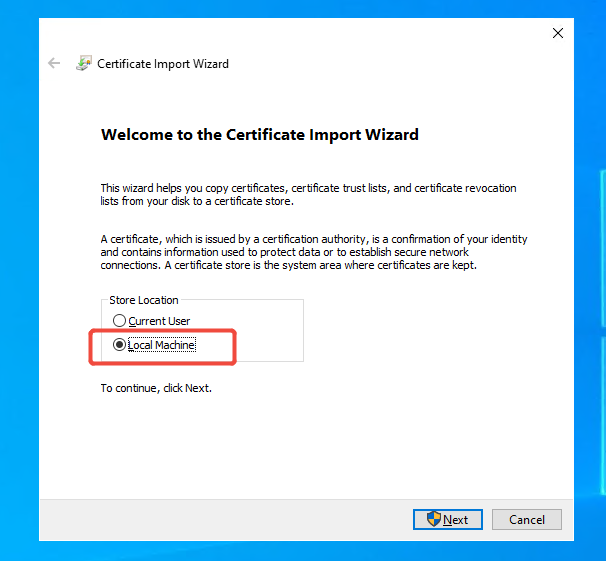 Select Local Machine.