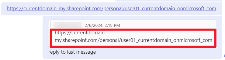 Links in replied messages.