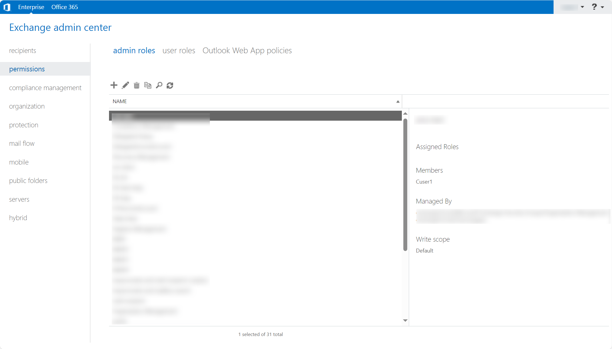 Exchange on-premises admin center.