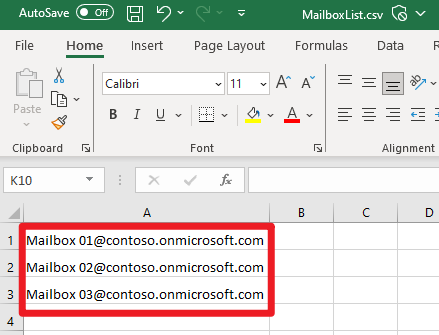 Configurating email addresses.