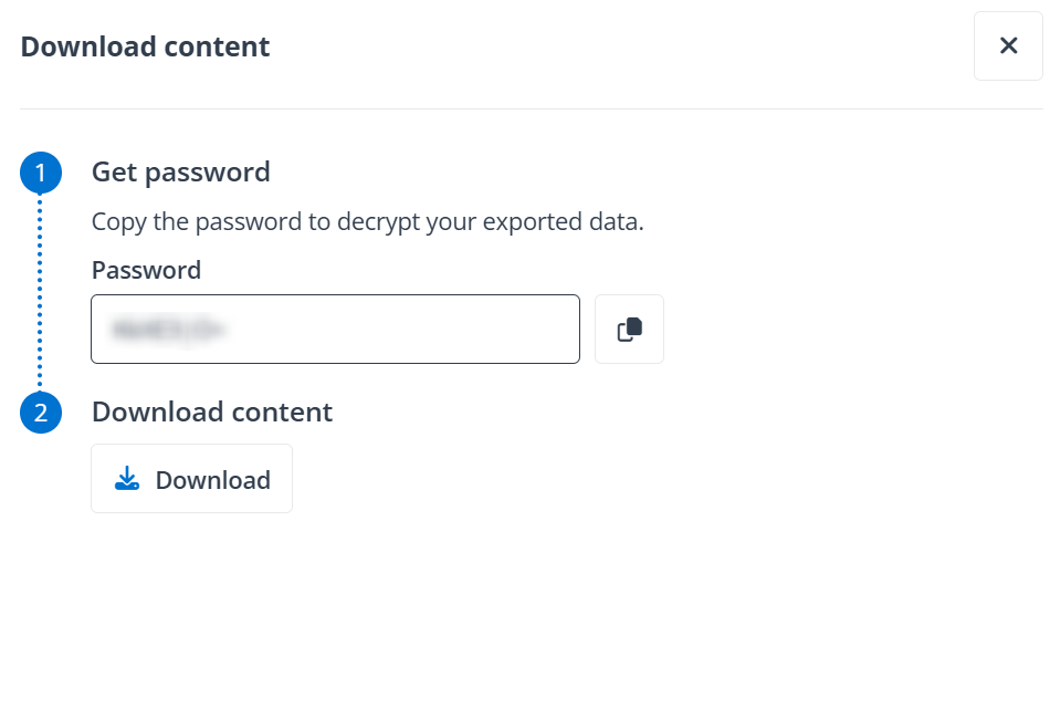 The Download content panel.