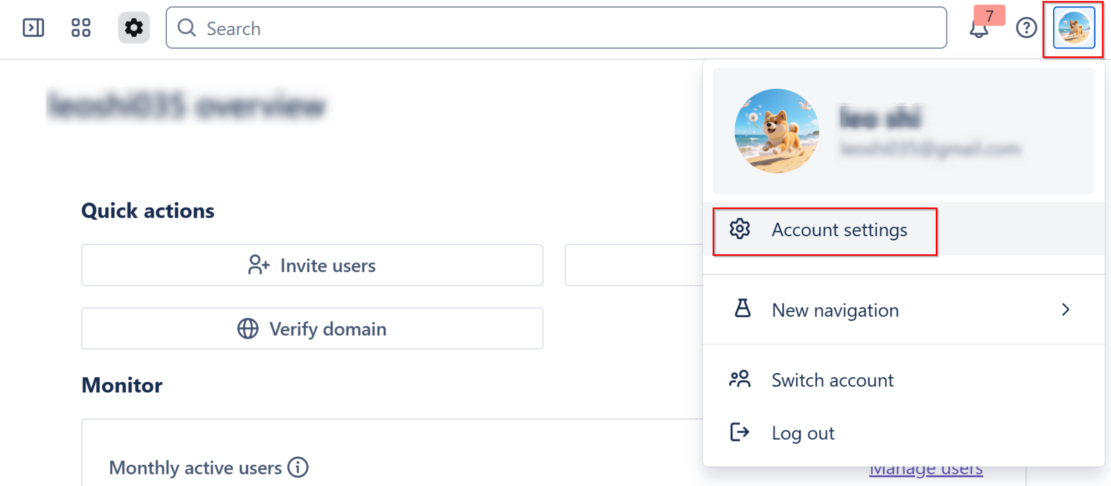 Select Account settings.
