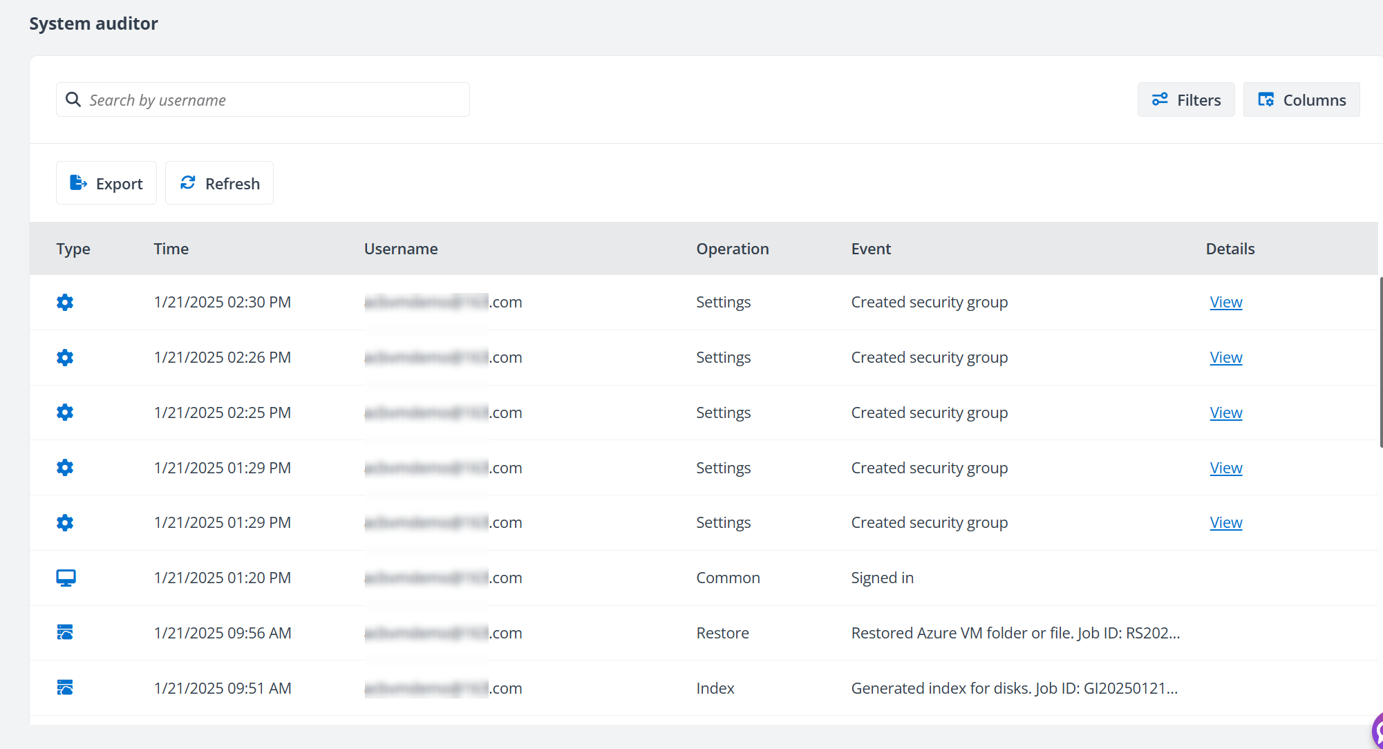 The System auditor report.