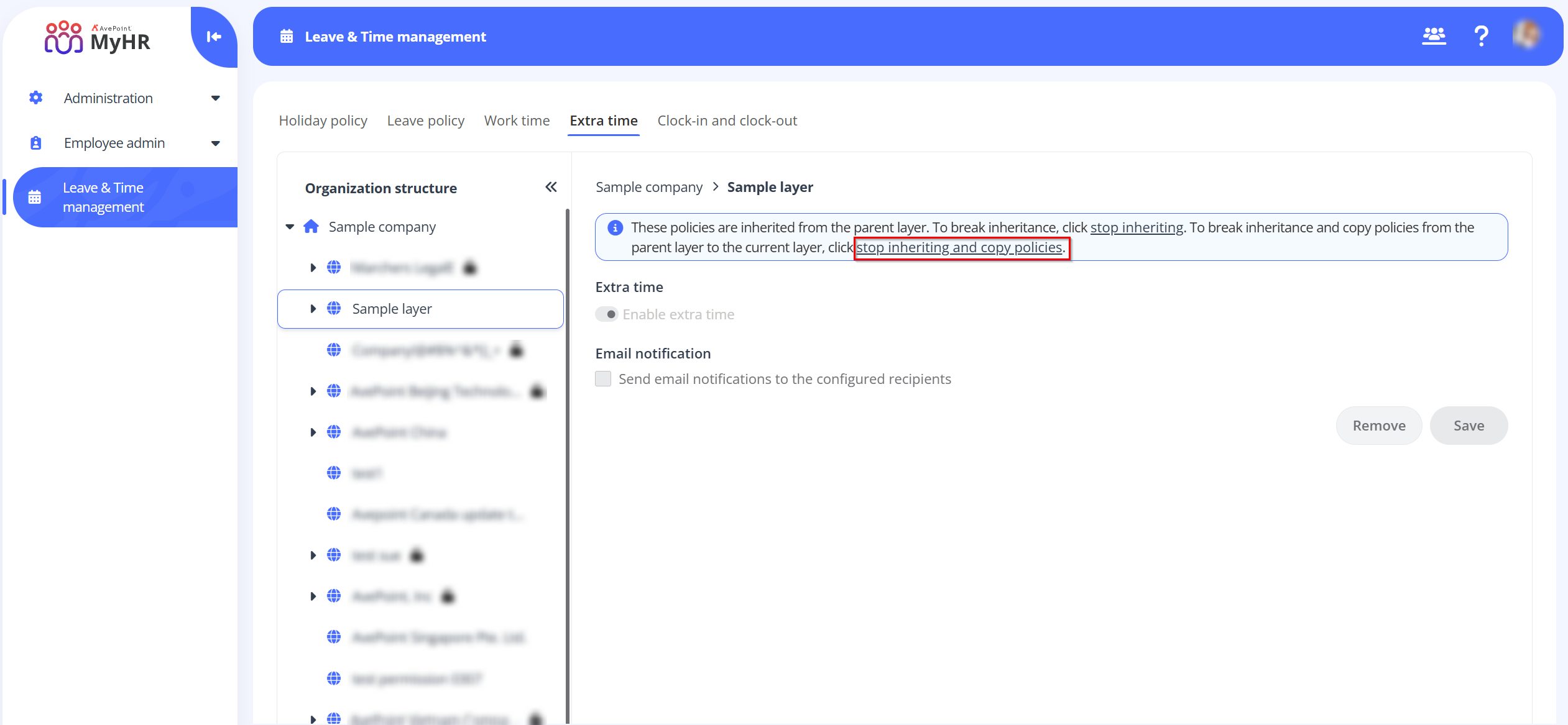 stop inheriting and copy policies